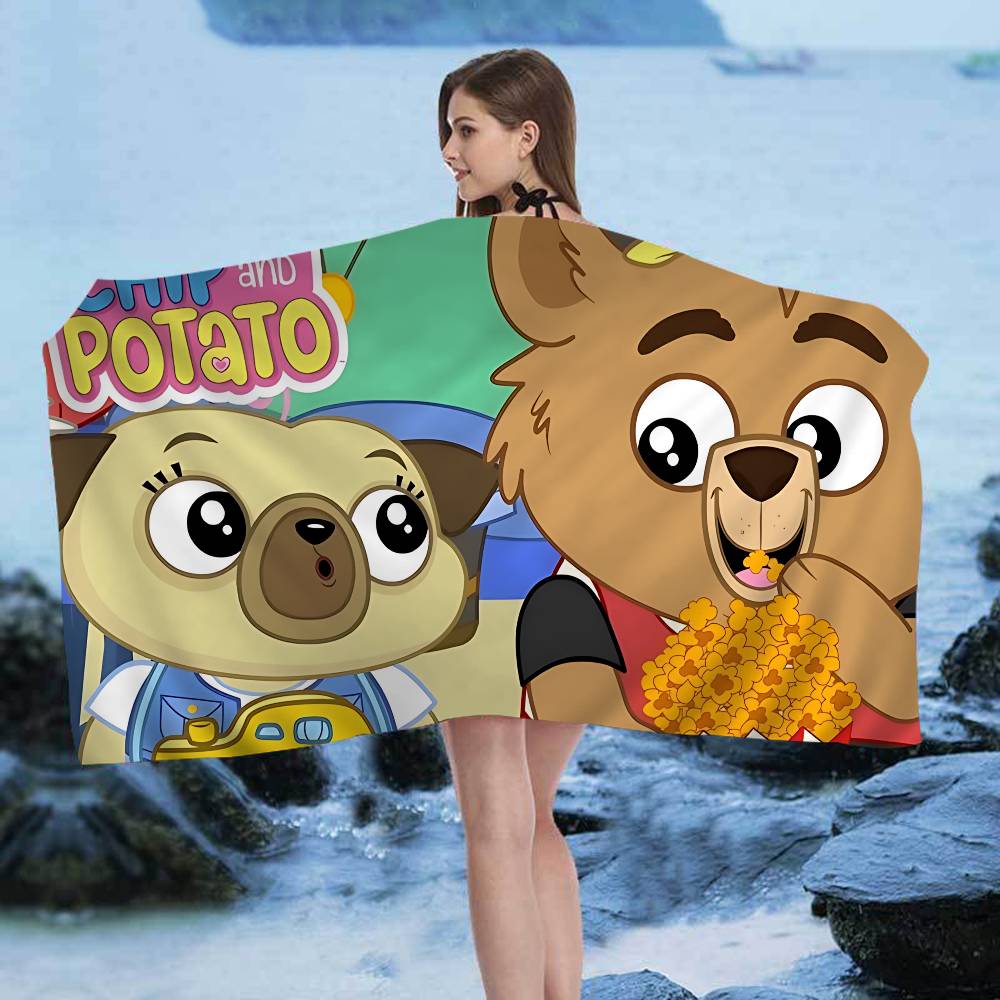 

C-Chip And P-Potato Microfiber Beach Towel Absorbent Quick dry Soft Yoga Swimming Resort Mountain Climbing Towel W40*H60(CM)