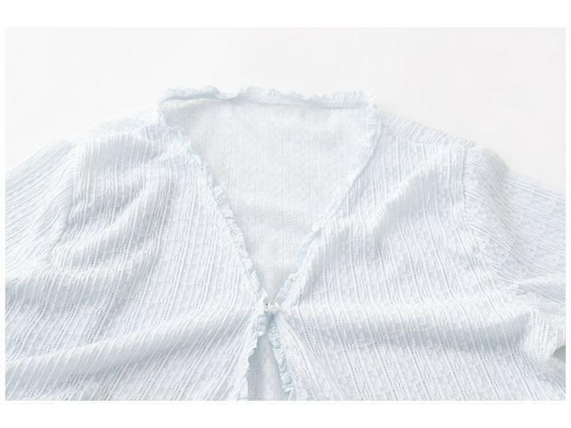 Women's Summer Ice Silk Lace Cardigan - Thin, Loose, V-Neck Long Sleeve with Sun Protection