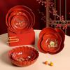 SEE KEAN Elegant Red Octagonal Fruit & Candy Tray
