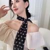 Black polka dot long silk scarf women's new high-end autumn and winter neck scarf streamer headband belt belt accessories