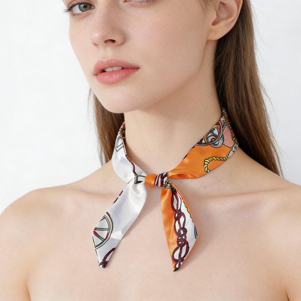 Women Luxury Skinny Scarf, Fashion Ribbon Bag Scarf Versatile Neckerchief Headband