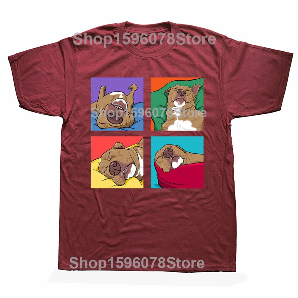 Funny Pitbull Lazy Gift for Dog Love T Shirts Graphic Cotton Streetwear Short Sleeve Birthday Summer Style T-shirt Mens Clothing