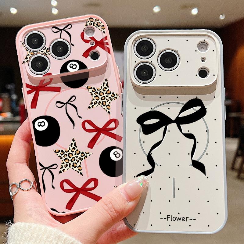 Colorful Bowknots Pattern Case For iPhone 17 Pro Max iPhone 16 15 14 13 Pro Max Magnetic For Magsafe Hybrid TPU+PC Matte Cover