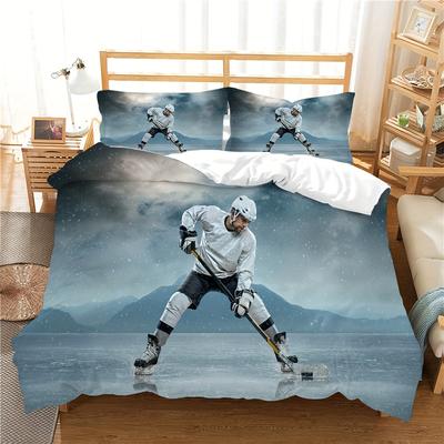 Housse de couette 3D Impression numérique Hockey sur glace Textile de maison Ensemble trois pièces Trois pièces
