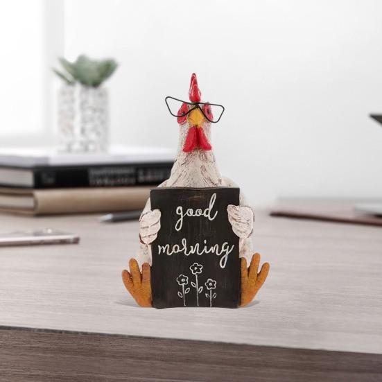 Dobré ráno Kuřecí figurka Pryskyřice Sedící Ležící Slepice Socha Socha Domácí kancelář Stolní polička Dekorace Ornament Festival Dárek