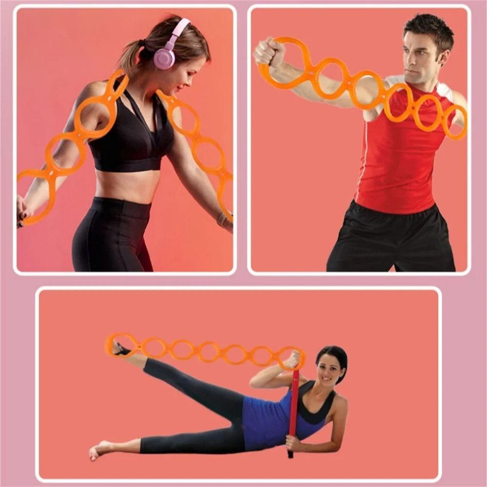 Portable Size Yoga Stretch Band 7 Ring Silicone Elastic Stretcher  Fitness Workout