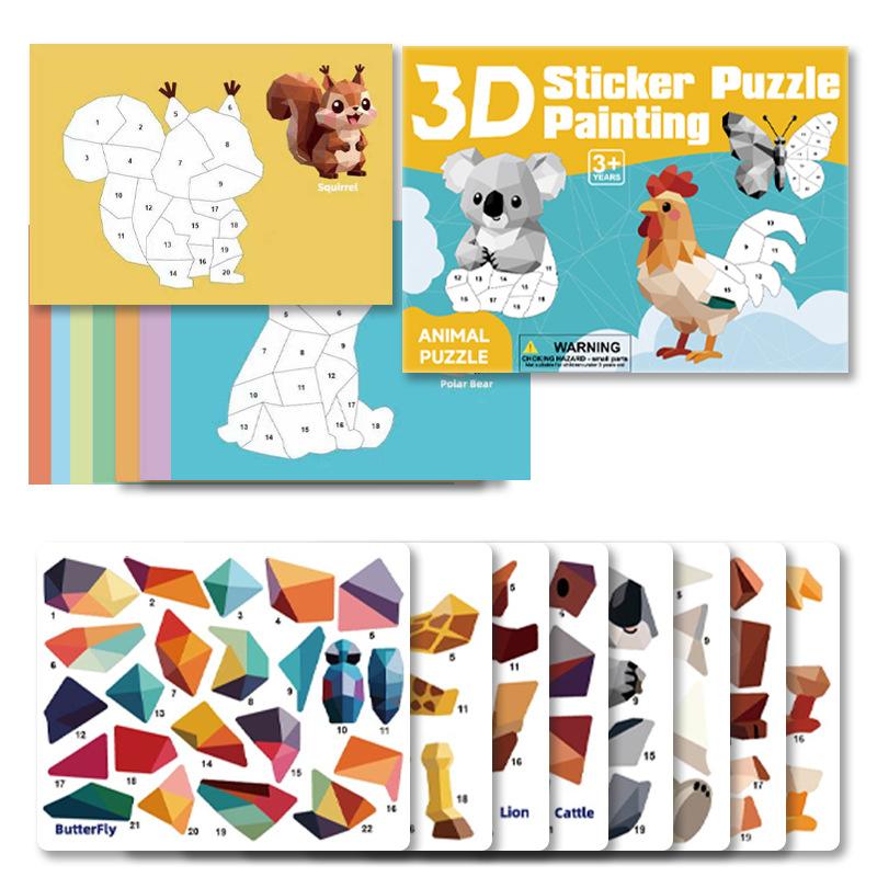 Kids 3d Geometric Collage Handmade Creative Sticker Quiet Book Early Education Puzzle Toy 1PC