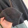 Fall Winter Pullover Women Style Refined Shell Button Turn Down Collar Long Sleeve Premium Half Zip Knit Sweater