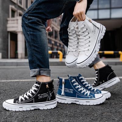 2025Autumn New Korean Style High Top Sneakers Comfortable Casual Canvas Shoes Student Platform Breathable Sports Vulcanize Shoes
