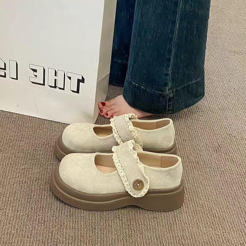 Beautiful~ Not tired feet British style thick sole simple shallow mouth Mary Jane shoes new spring and summer thick heel loafer single shoes women