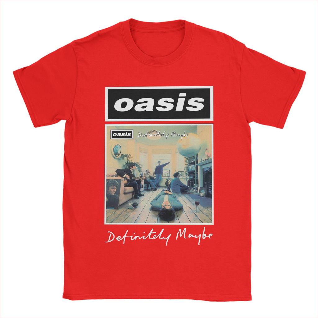 Oasi/s Rock Band    T Shirts Men Pure Cotton Fun T-Shirt Round Neck Minimalist Definitely  Tees Short Sleeve Tops Birthday Gift
