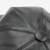 British Korean Leather Painter Hat Solid Color Black Octagonal hat JK Vintage PU Beret Cap  Casual