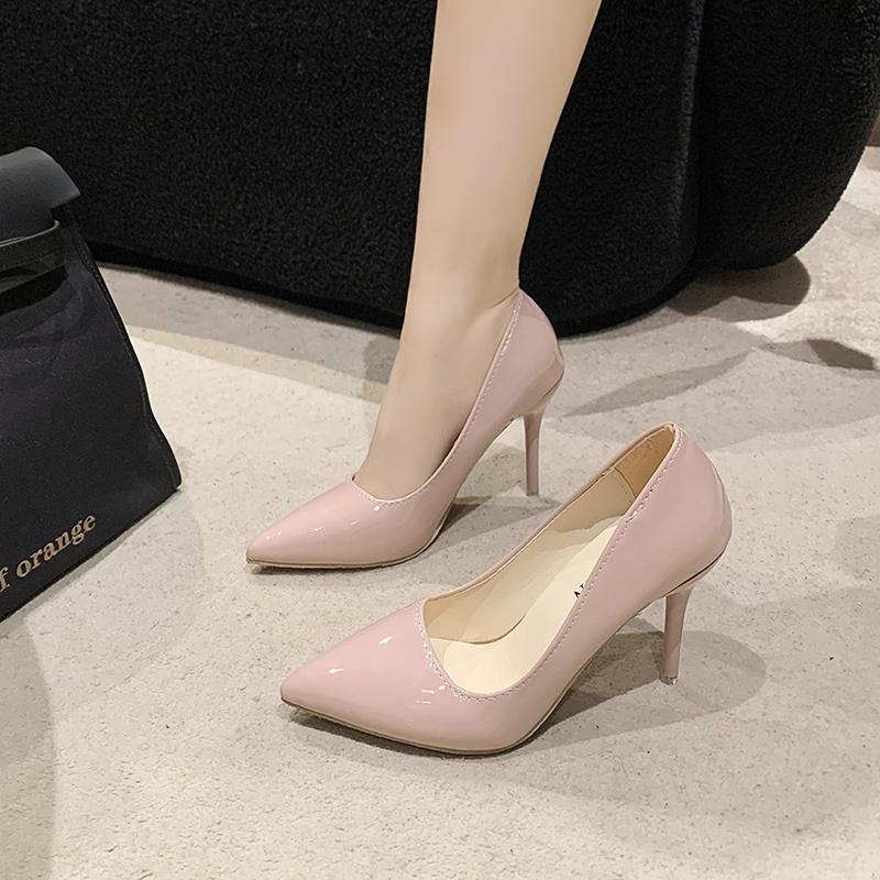 Large Size 40-43 Women High Heel Shoes Fashion Simple Solid Color Thin High Heel Pointed Single Shoes Botines Mujer Con Tacon
