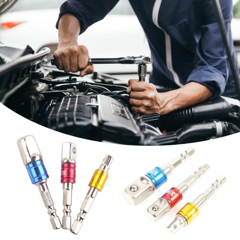 1/4in 3/8in 1/2in Stecknussadapter Schlagschrauber-Bits Sechskantschaft Bohrerbit Bohrerverlängerungsbit Stecknuss auf Bohrer Adapter