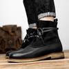 Stylish Male Business Casual High Top Shoes Genuine Leather Lace-Up for Men Motocross Boots High Quality All-match Male Boots