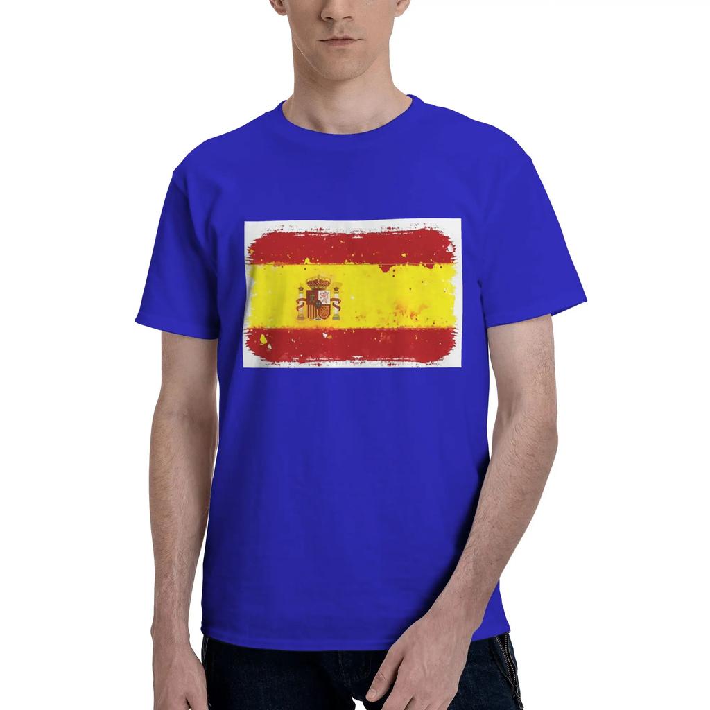 Spain Grunge Flag Men TShirt Plus Size T Shirts Mens Crew Neck Cotton Tees Short Summer Male