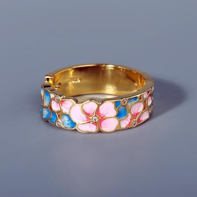 Exquisiter und eleganter Blumen-Emaille-Tropfen-Silberring für Damen, 925er-Silber vergoldet, rosa, blau, Epoxidharz, Verlobung, Hochzeit, Schmuck