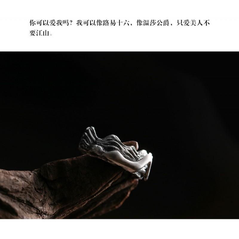 Adjustable Open Ring Couples Vintage Geometric Design Plated Romantic Matching Rings Men Women