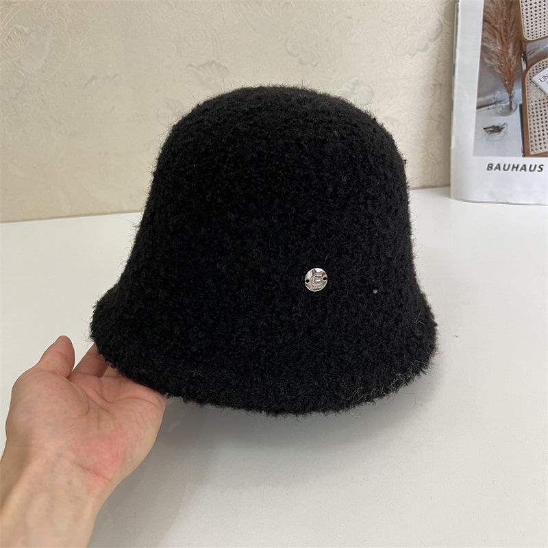 Thickened Plush Warm Bucket Hat Women's Autumn and Winter Big Head Circumference Shows Small Face Bucket Hat Fashionable Versatile Basin Hat