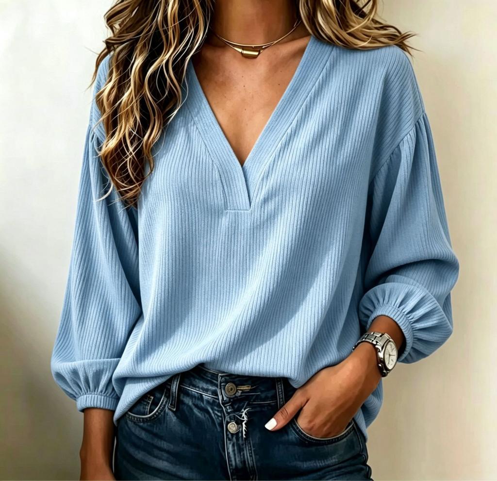 Women's Casual V-Neck Color Top