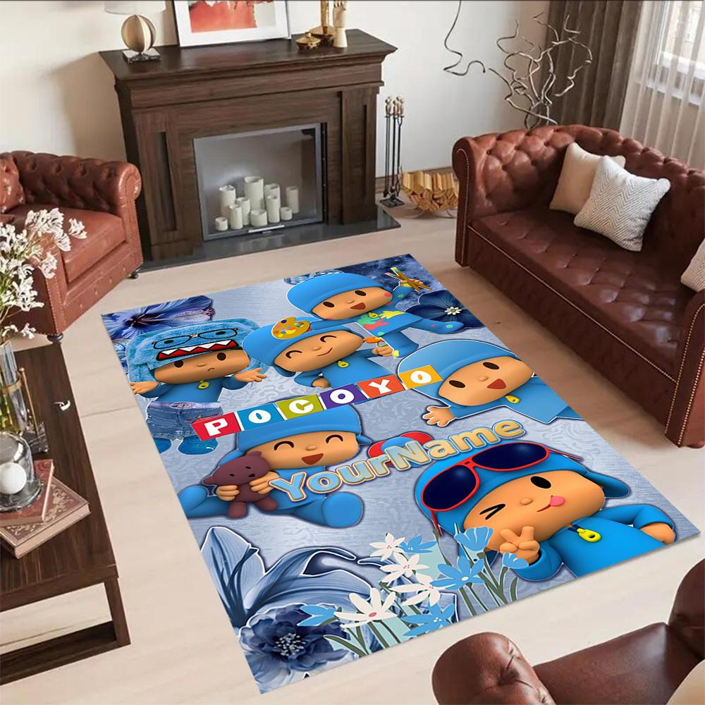 Alfombra de Piso Personalizada con Nombre de Pocoyó Alfombra de Oficina Adecuada para Comedor Salas de Juegos Cocina Entrada Alfombra Antideslizante Decoración de Oficina de Anime