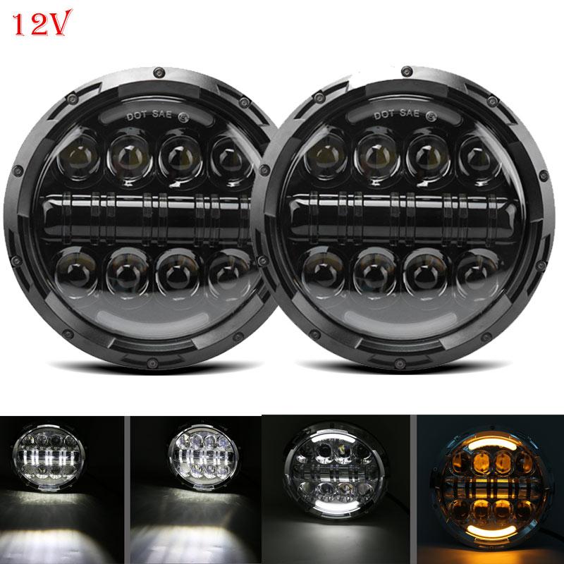Universal 7 Inch Led Car Motorcycle Headlight DRL H4 Headlamp For Harley BMW Yamha Honda 7" Headlight