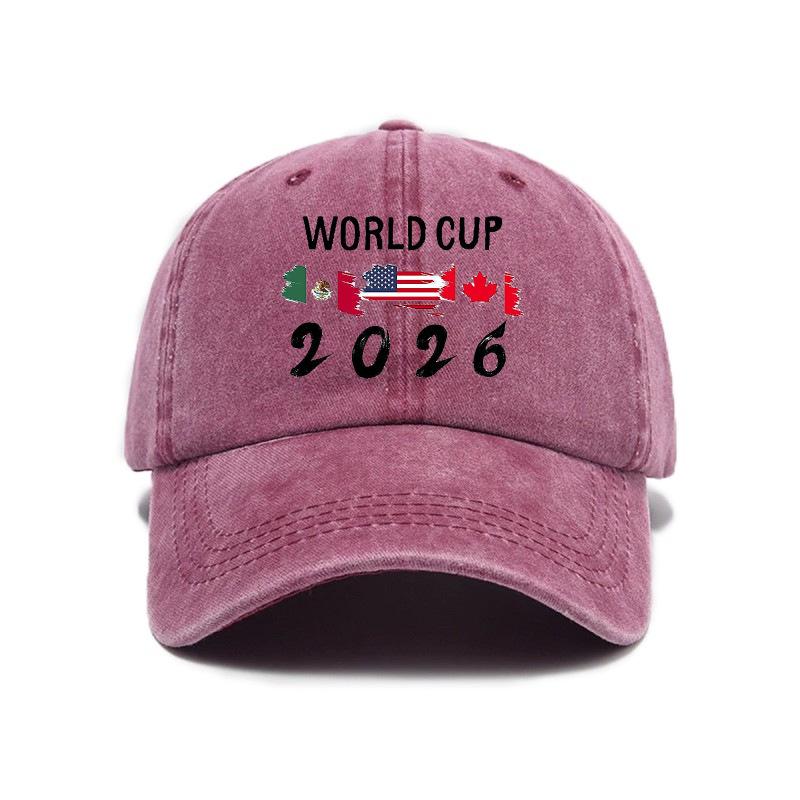Retro kšiltovka s měkkým okrajem a opotřebovaným vzhledem Mistrovství světa 2026
