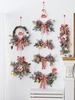 Funkelnder Rattan-Weihnachtskranz mit Schneeflocken-Fenster- und Türdekoration