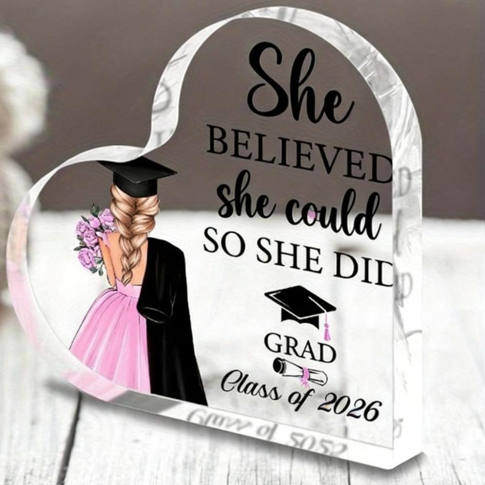 Graduation Heart Decoration with Inspirational Quote - Graduation Cap Design, Perfect Gift for Teachers, Coaches, Parents & Elders - Ideal for Gradua 10*10cm