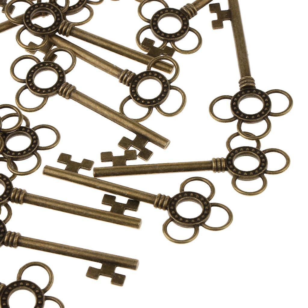 30 Pieces Ethnic Key Hollow Charm Pendant Jewelry DIY Makings Gold