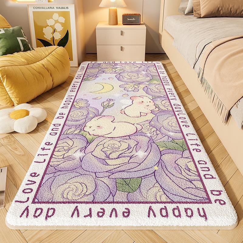 Adorable Cartoon Kids' Faux Cashmere Non-Slip Rug - Soft & Dirt-Resistant for Bedroom or Balcony