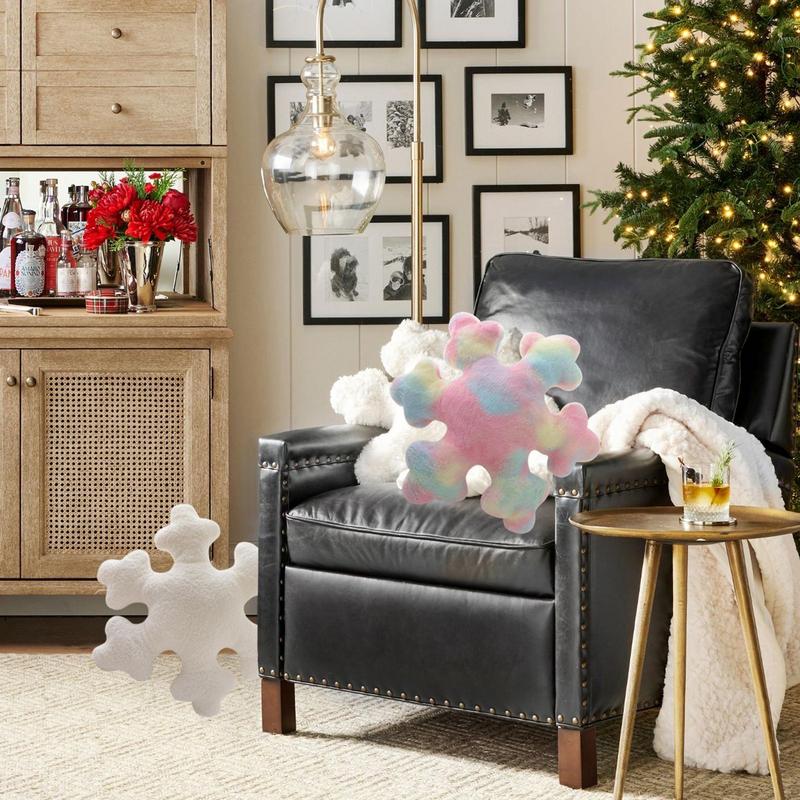 Christmas Snowflake Shaped Pillow Filled PP Cotton White Colorful Cute Snowflake Cushion Home Holiday Decoration New Year 2025