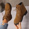 Large size women's boots new fashion short boots women's thick heel round head Martin boots side zipper women's shoes