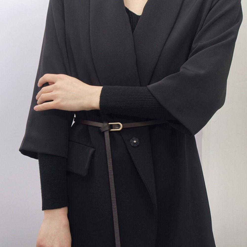 Luxury Design Leather Belt Elliptical Thin Waist Strap Women Trouser Dress Belts