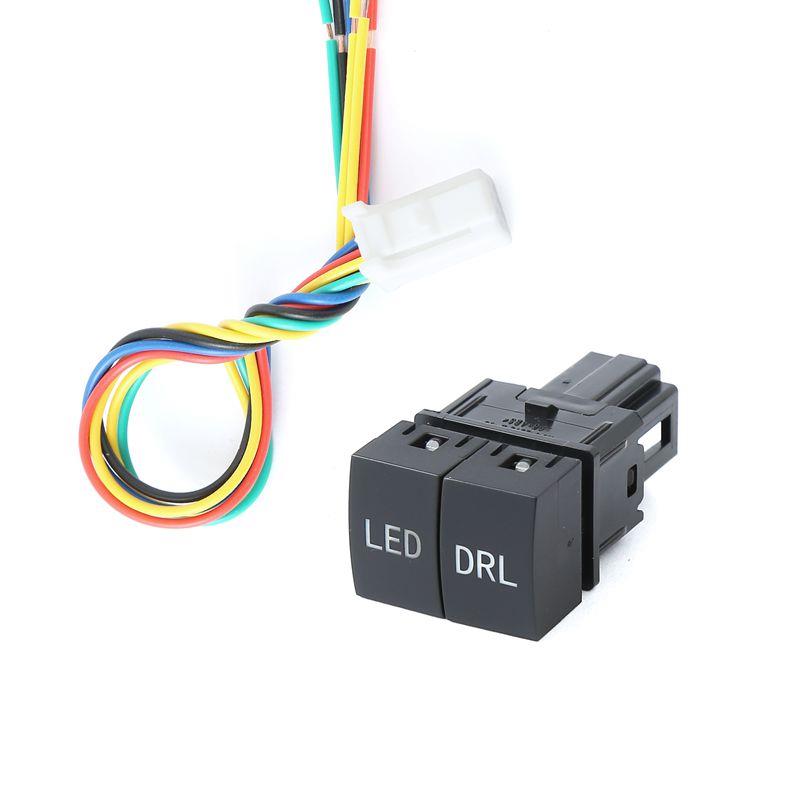 1PC Car Dual Switch Fan Light LED DRL Front Rear Fog Light Switch Button with Wire Fit For Nissan X-TRAIL 2023 Accessories