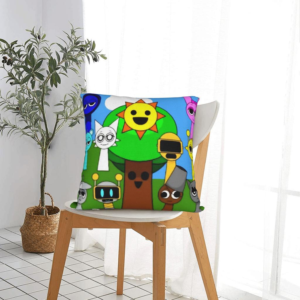 Sprunki Game Square Pillow Cases Cartoon Cushion Cover Fashion Polyester Decor Pillowcover for Car 45x45cm