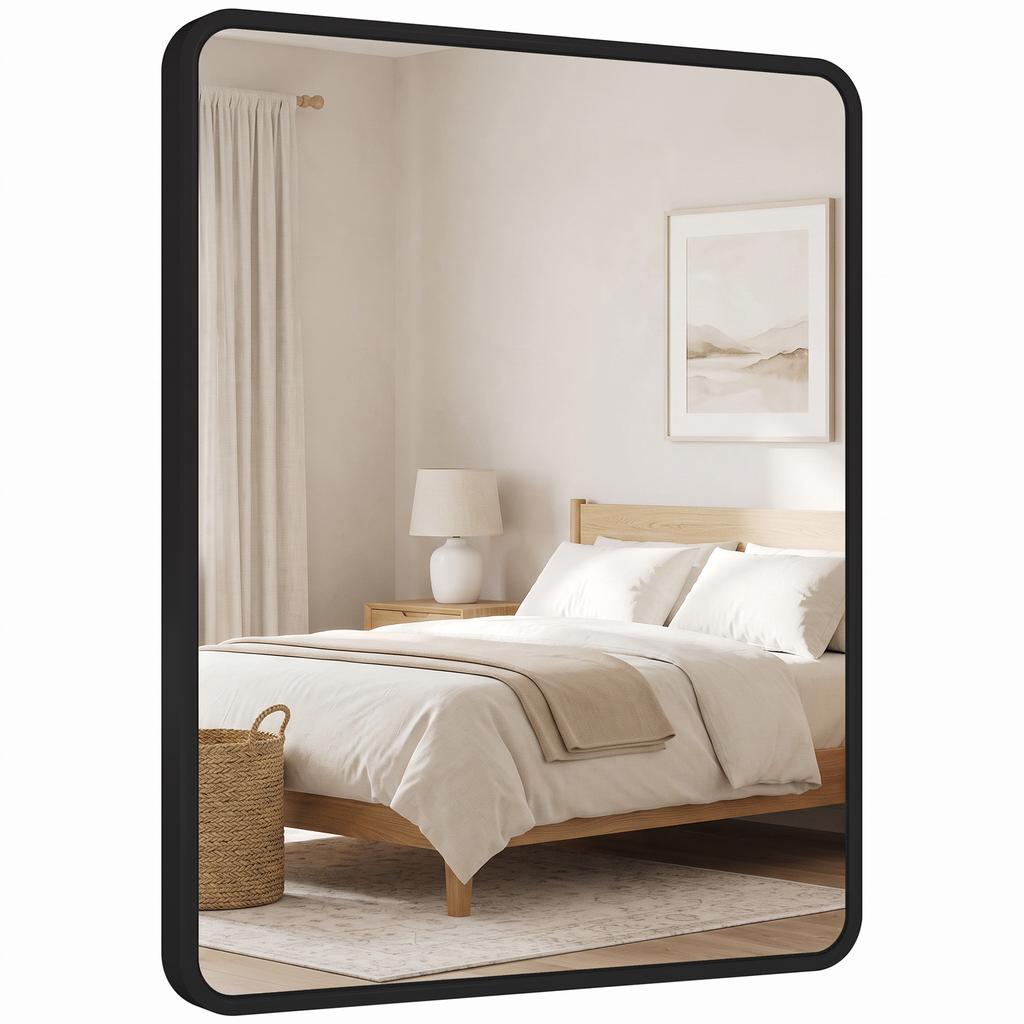 Rectangular Wall Mirror with HD Glass - Black