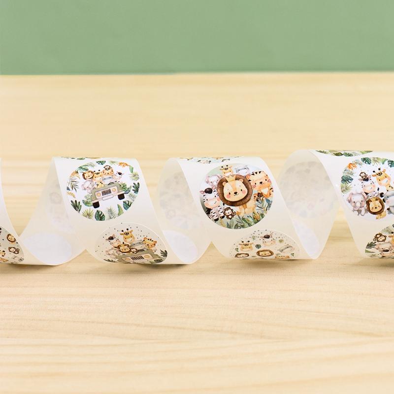 Dschungeltiere Geburtstag Süßigkeitentüten Box Aufkleber Alles Gute zum Geburtstag Party Dekoration Geschenke Danke Versiegelung Partyaufkleber Babyparty