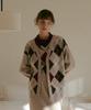 Oder Lambswool Argyle Cardigan - Beige