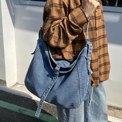 Denim Tasche Damen Tote Bag Große Kapazität Umhängetasche Student Schultertasche Einkaufstasche