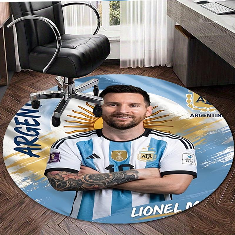 1pc M-Messi1 Carpet, Round Rug, Comfortable, Suitable for Entryways, Living Rooms, Office, And Bedrooms, Christmas Decoration