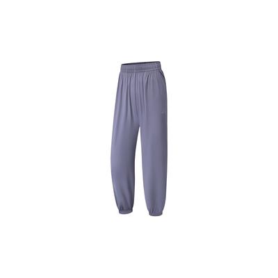 Li Ning Fitness Series Solid Color Logo Print Sports Pants Women Pants Dark-Gray Purple AKLT548-1