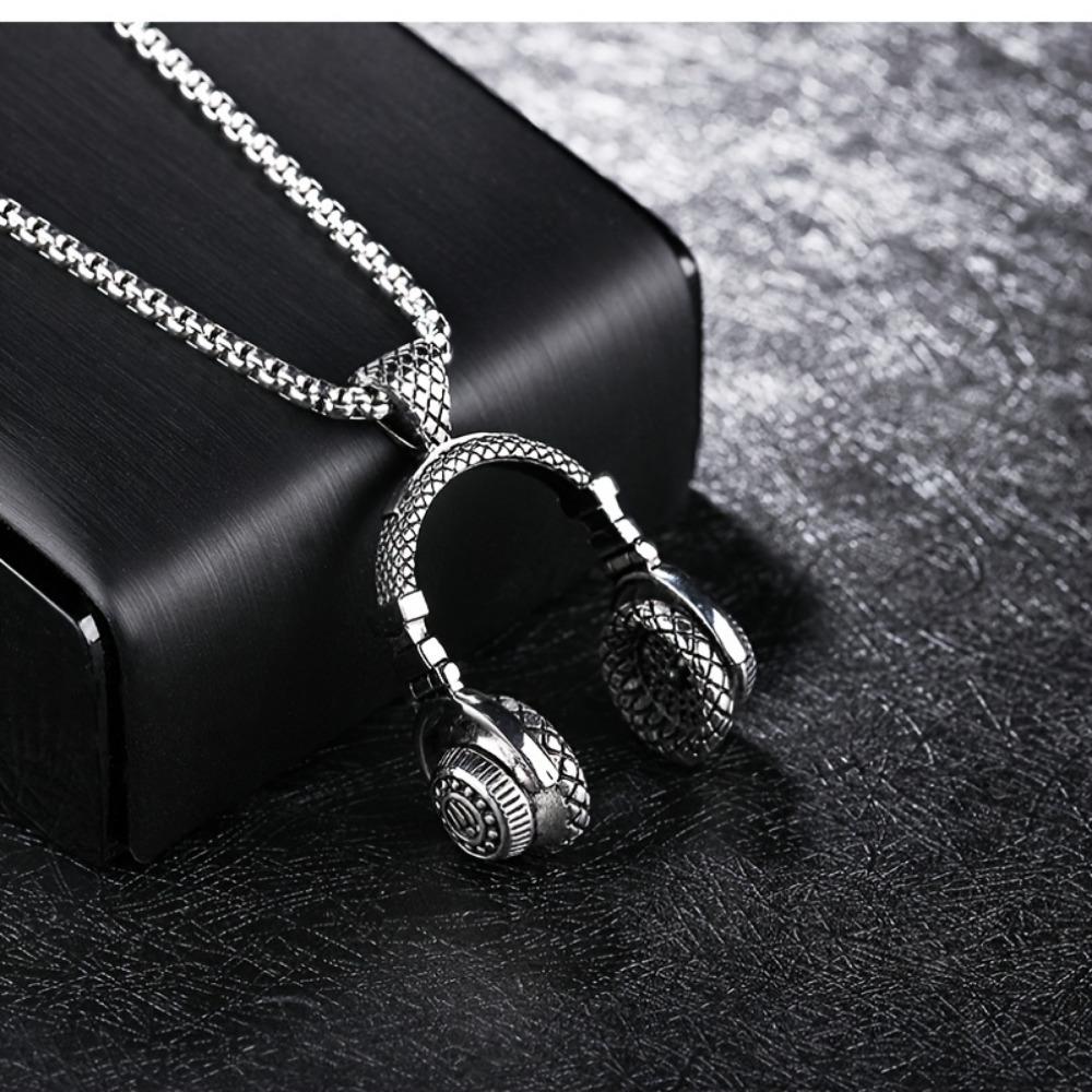 Punk Rock Style Headphone Pendant Necklace Men's Hip Hop Chain Necklace