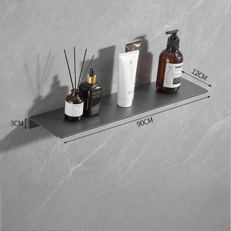 Gunmetal Gray Wall-Mounted Bathroom Storage Rack - Double Layer, No-Drill Shelves