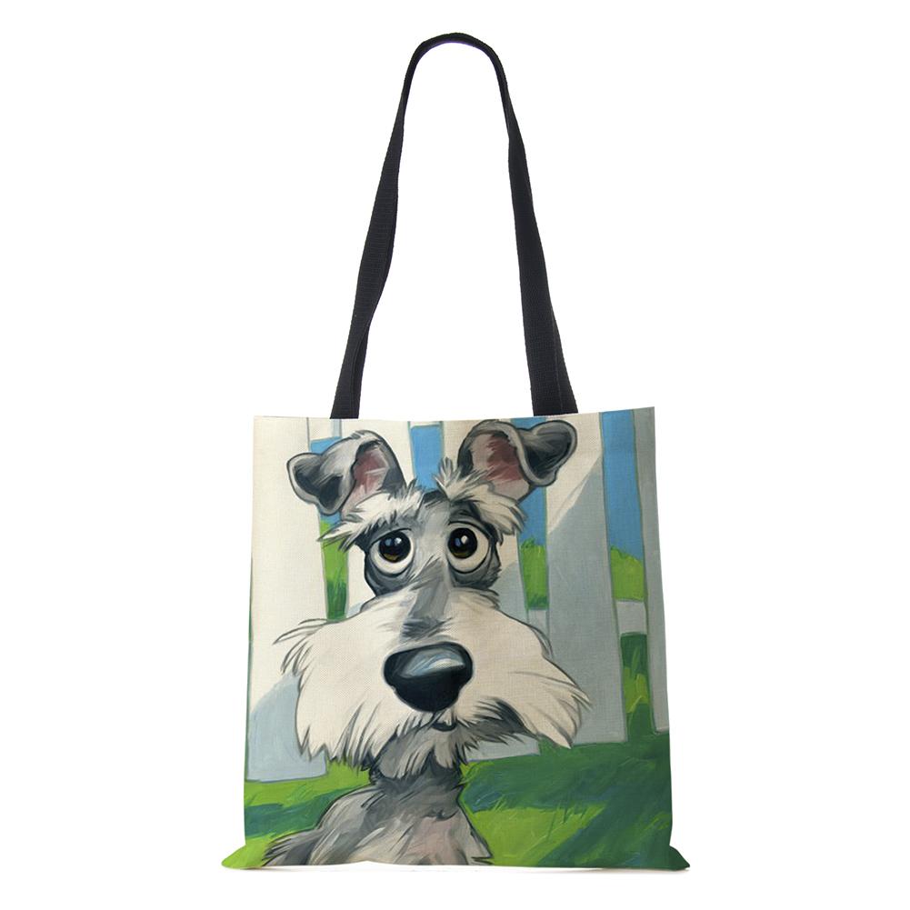 Dog Cartoon Shoulder Bag Vintage Women Reusable Large Capacity Canvas Tote Bag Harajuku Casual Shopping Storage Handbag KTY