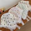 Korean Bowknot Hair Scarf Triangle Blue Neck Scarf Soft Hair Wrap Pastoral Style Hair Bandanas for Women Girls Hair Accesories