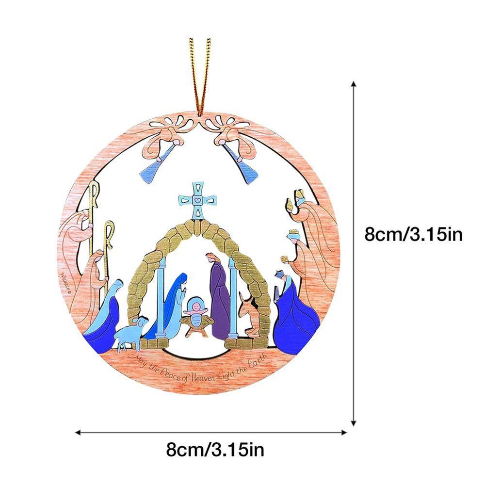 Cross DIY Crafts Nativity Scene Pendants The Birth of Jesus Decorations Christmas Tree Ornaments
