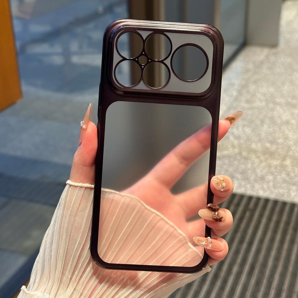 Custodia Rigida Trasparente con Bordo Lucido Placcato di Lusso per Xiaomi Poco F8Ultra F8Pro Copertura Posteriore Rigida Sottile Antiurto con Protezione Completa per Fotocamera