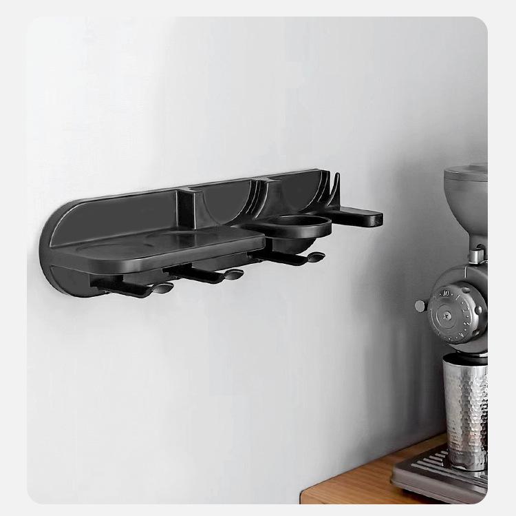 Wall-Mounted Coffee Accessory Organizer with Tamper Holder & Hammer Bar