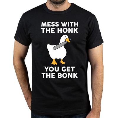 Mess With The Honk You Get The Bonk Funny Goose Print T Shirts Cartoon Men Clothing Short Sleeve Anime Unisex Tee Shirts